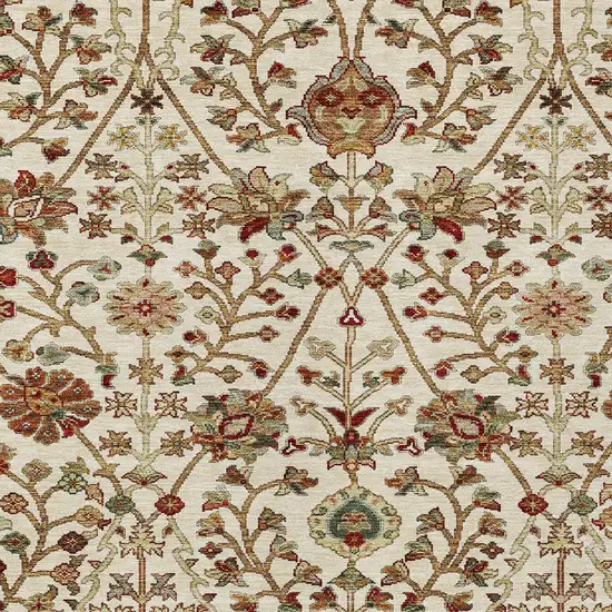 Ivory Brown And Red Floral Washable Indoor Outdoor Area Rug Photo 5