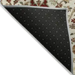 Photo of Ivory Brown And Red Floral Washable Indoor Outdoor Area Rug