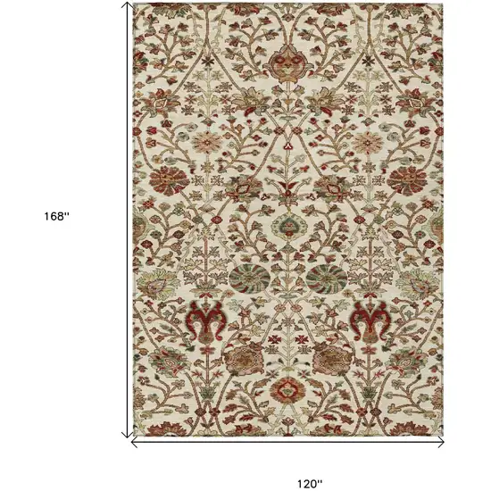 Ivory Brown And Red Floral Washable Indoor Outdoor Area Rug Photo 8
