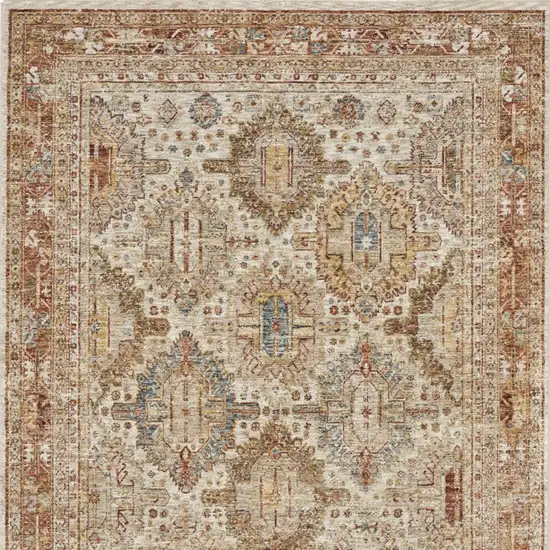 Ivory Brown And Yellow Geometric Distressed Area Rug Photo 9