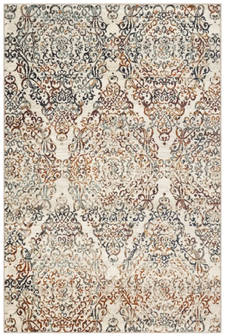 Ivory Brown Decorative Diamond Area Rug Photo 4