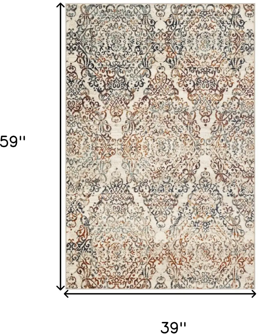 Ivory Oriental Area Rug Photo 3