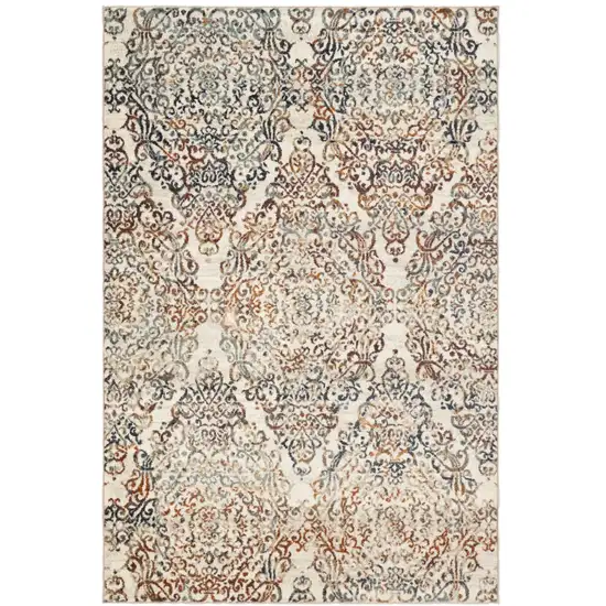 Ivory Rust And Green Oriental Area Rug Photo 2