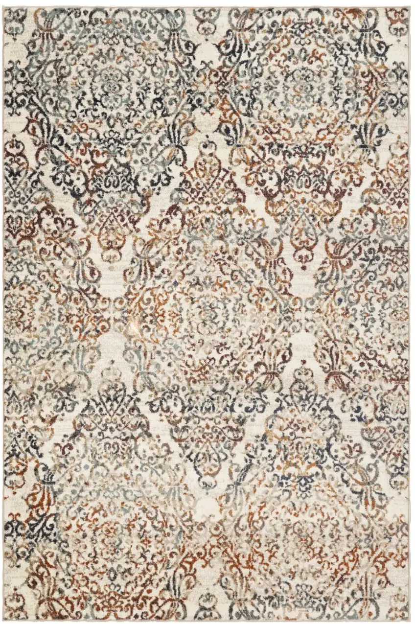 Ivory Rust And Green Oriental Area Rug Photo 2