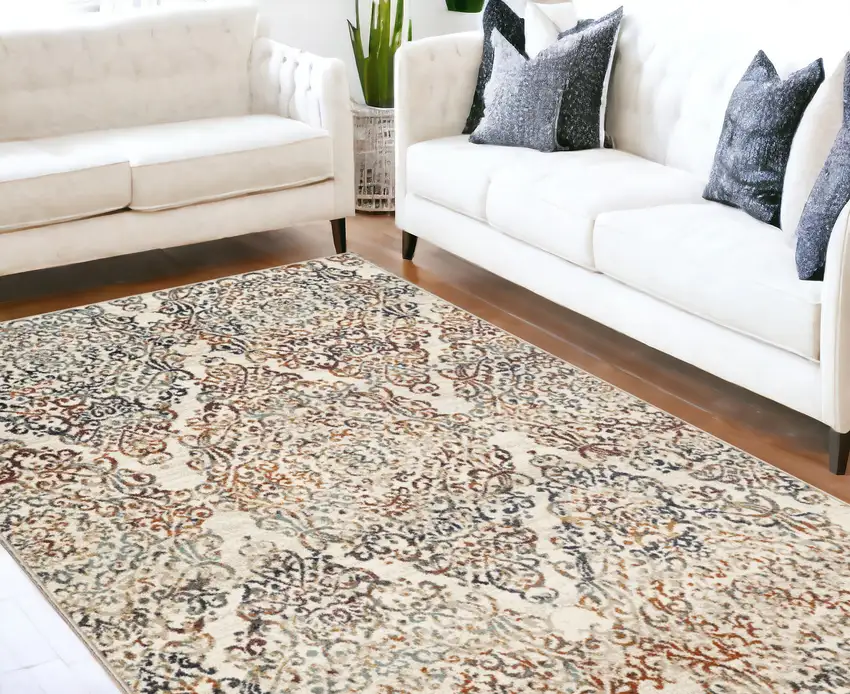 Ivory Oriental Dhurrie Area Rug Photo 1
