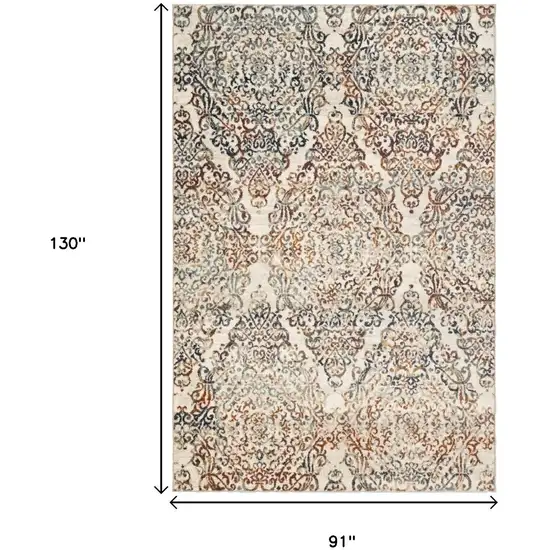 Ivory Rust And Green Oriental Area Rug Photo 3