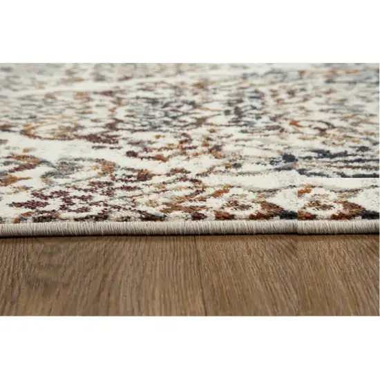 Ivory Brown Decorative Diamond Runner Rug Photo 6