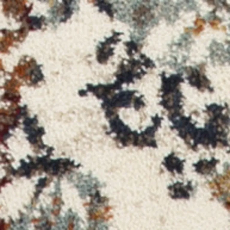 Ivory Brown Decorative Diamond Runner Rug Photo 3