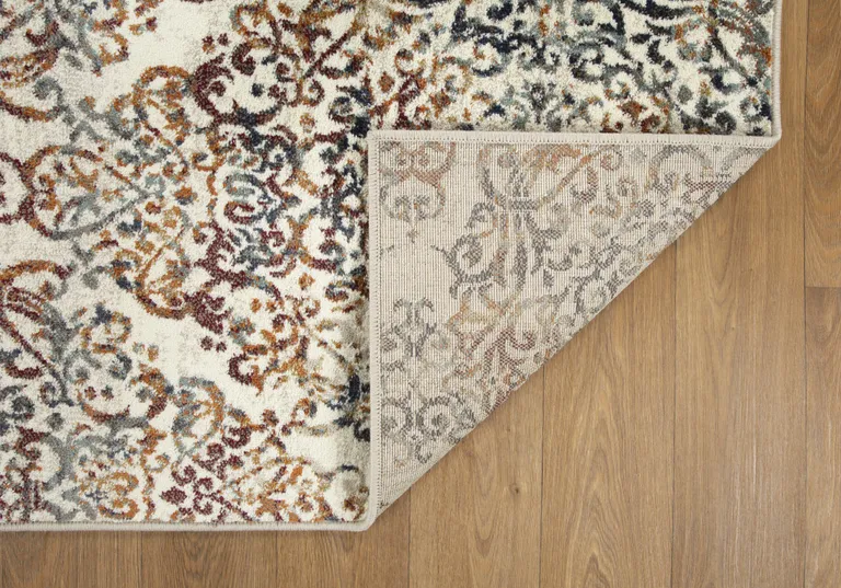 Ivory Brown Decorative Diamond Runner Rug Photo 5
