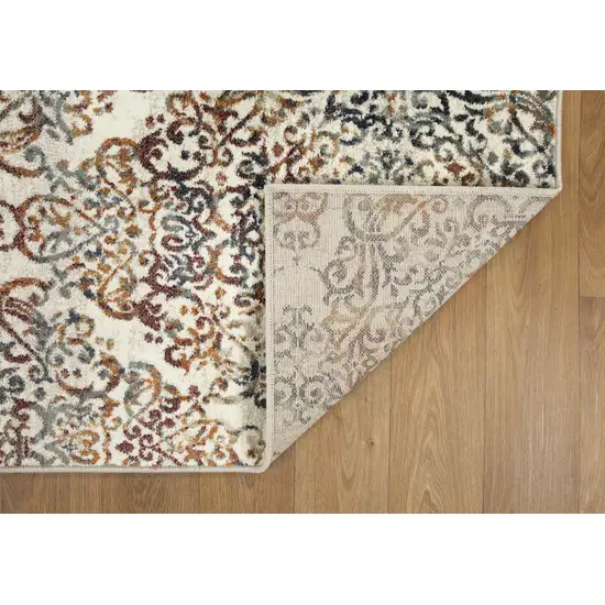 Ivory Brown Decorative Diamond Runner Rug Photo 5