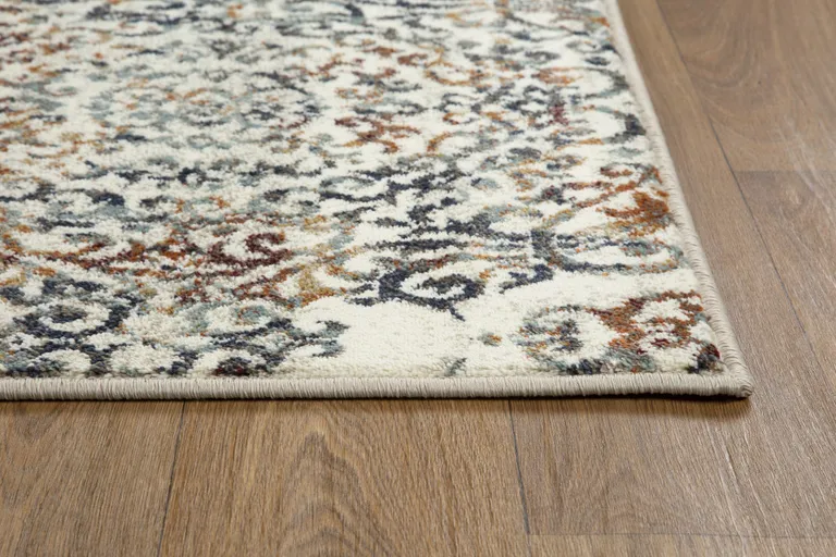 Ivory Brown Decorative Diamond Runner Rug Photo 4