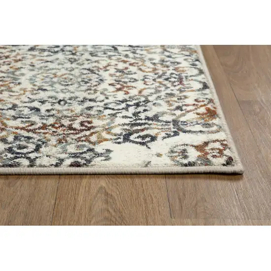 Ivory Brown Decorative Diamond Runner Rug Photo 4