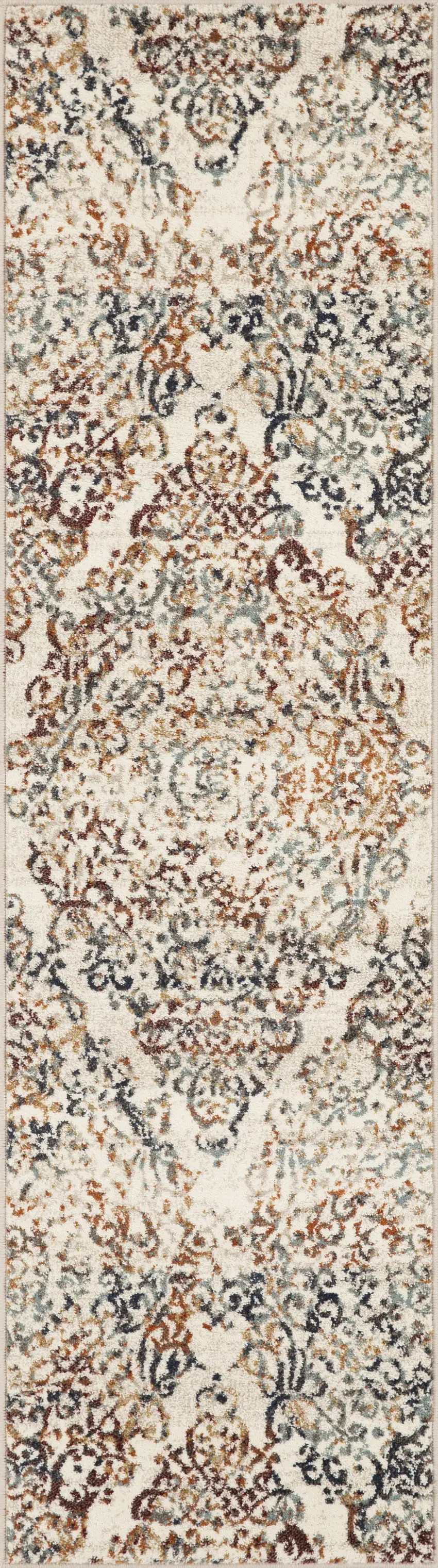 Ivory Brown Decorative Diamond Runner Rug Photo 1