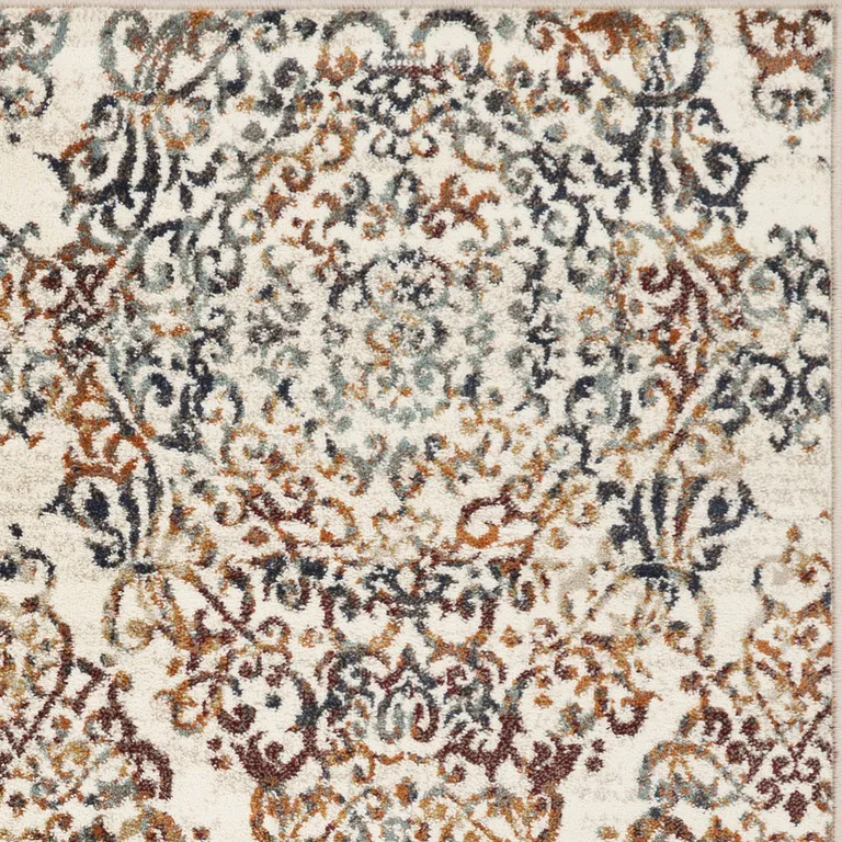 Ivory Brown Decorative Diamond Runner Rug Photo 2