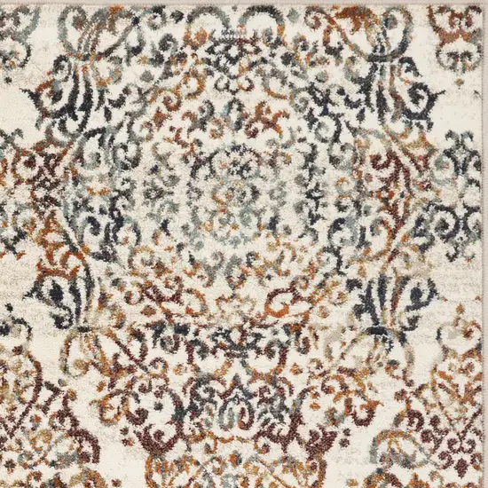 Ivory Brown Decorative Diamond Runner Rug Photo 2