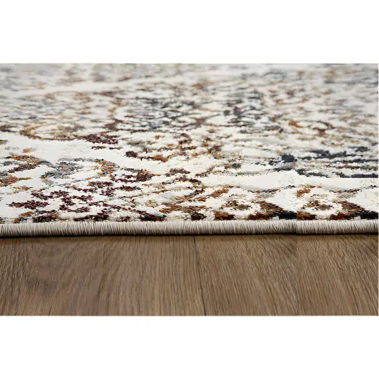 8' Ivory Rust And Green Oriental Runner Rug Photo 4