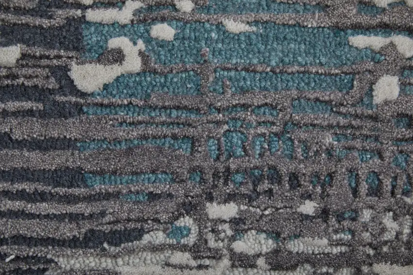 Ivory Brown and Blue Abstract Hand Tufted Area Rug Photo 9