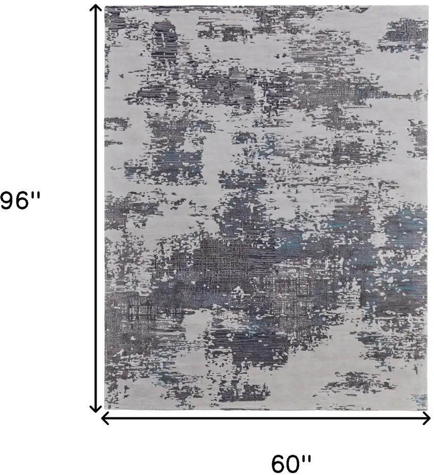 Ivory Brown and Blue Abstract Hand Tufted Area Rug Photo 3