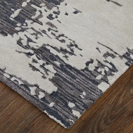 Ivory Brown and Blue Abstract Hand Tufted Area Rug Photo 9