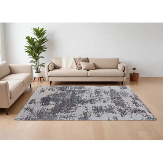 Ivory Brown and Blue Abstract Hand Tufted Area Rug Photo 1