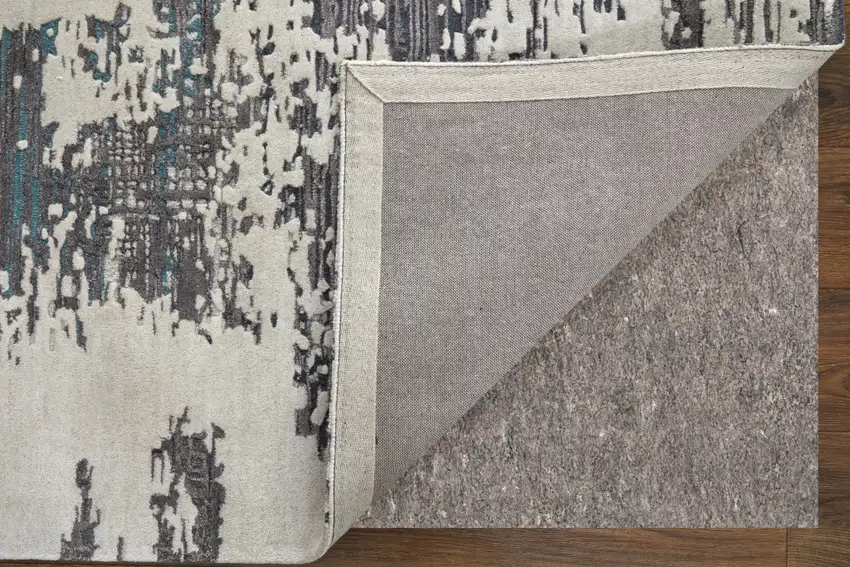 Ivory Brown and Blue Abstract Hand Tufted Area Rug Photo 7