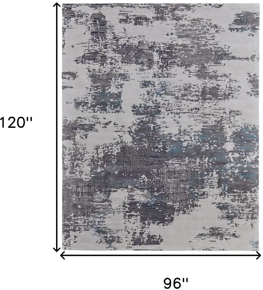 Ivory Brown and Blue Abstract Hand Tufted Area Rug Photo 3
