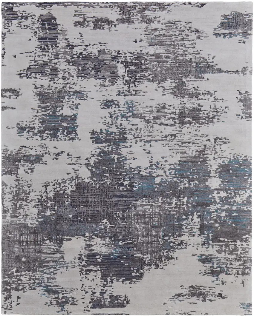 Ivory Brown and Blue Abstract Hand Tufted Area Rug Photo 5