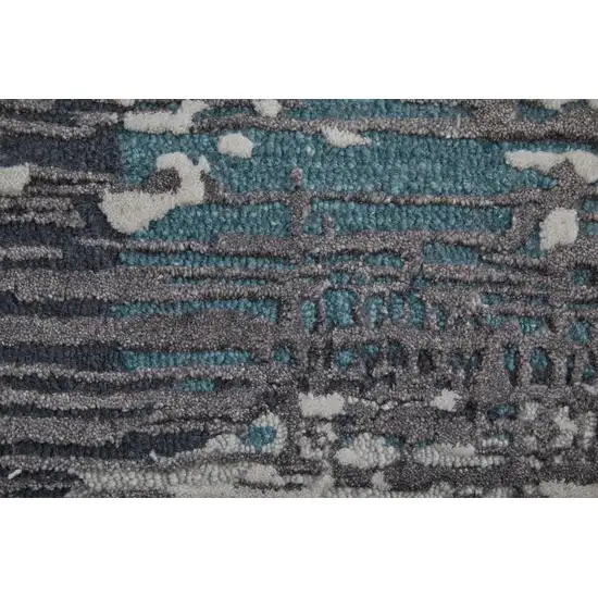 Ivory Brown and Blue Abstract Hand Tufted Area Rug Photo 9