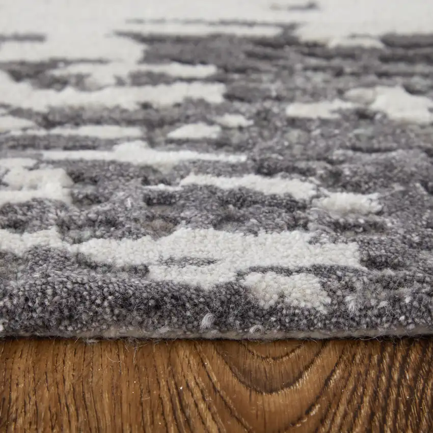 Ivory Brown and Blue Abstract Hand Tufted Area Rug Photo 9