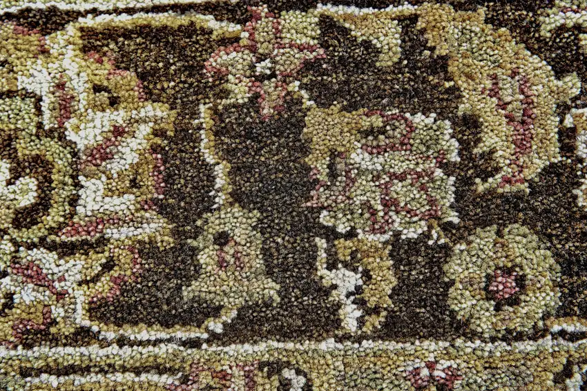 Ivory Brown and Gold Wool Oriental Hand Knotted Area Rug Photo 6