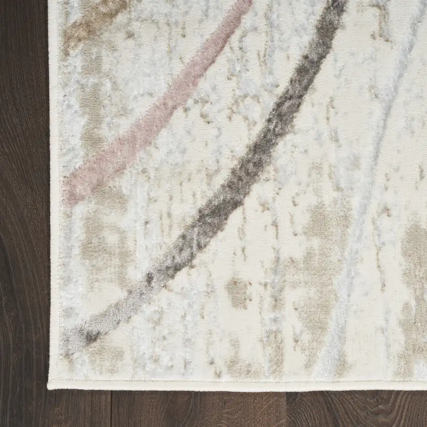 Ivory Brown and Gray Abstract Non Skid Area Rug Photo 8
