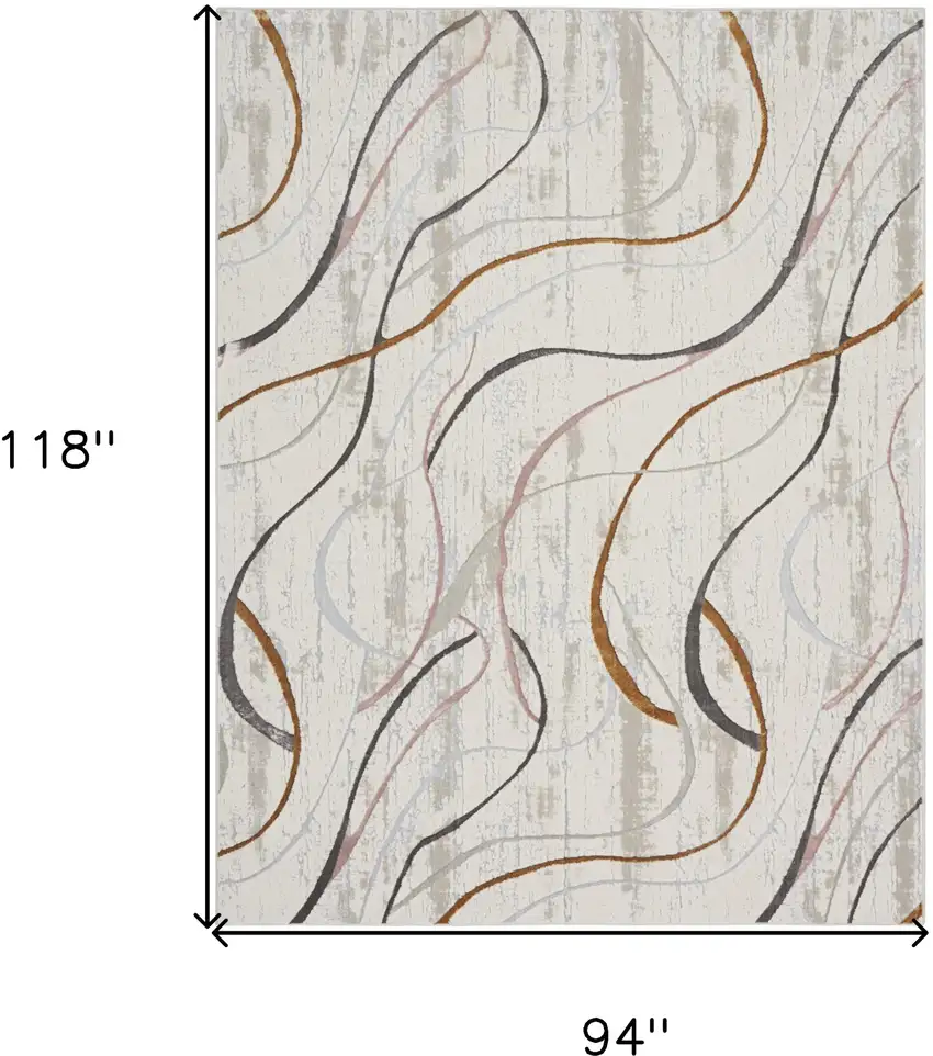 Ivory Brown and Gray Abstract Non Skid Area Rug Photo 4