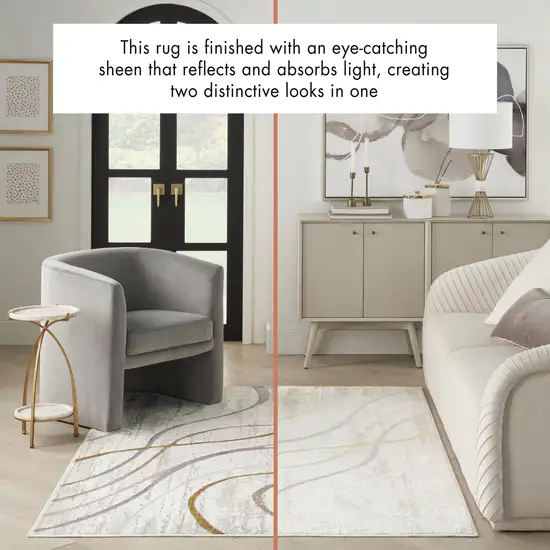 Ivory Brown and Gray Abstract Non Skid Area Rug Photo 5