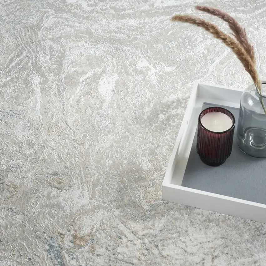 Ivory Brown and Gray Abstract Non Skid Area Rug Photo 8