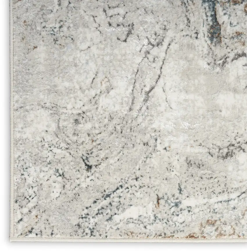 Ivory Brown and Gray Abstract Non Skid Area Rug Photo 7