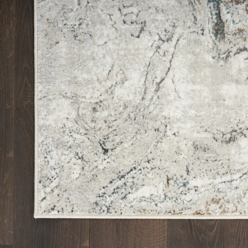 Ivory Brown and Gray Abstract Non Skid Area Rug Photo 8
