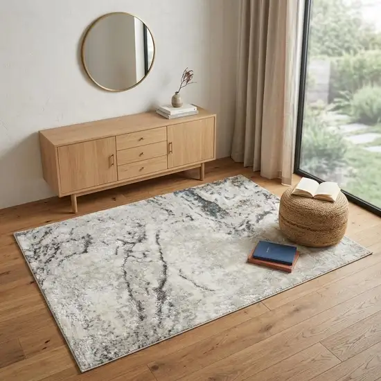 Ivory Brown and Gray Abstract Non Skid Area Rug Photo 1