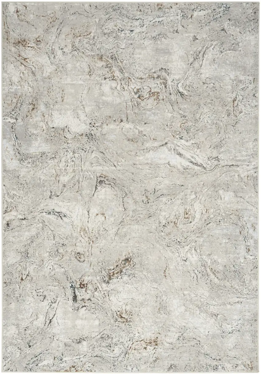 Ivory Brown and Gray Abstract Non Skid Area Rug Photo 1
