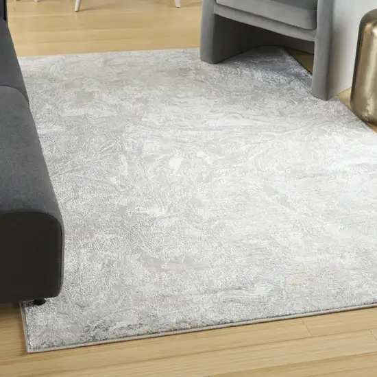 Ivory Brown and Gray Abstract Non Skid Area Rug Photo 4
