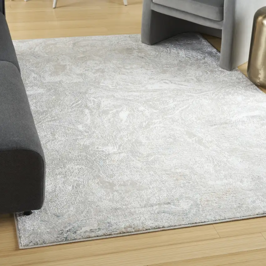 Ivory Brown and Gray Abstract Non Skid Area Rug Photo 4