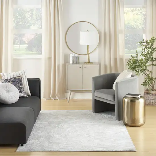 Ivory Brown and Gray Abstract Non Skid Area Rug Photo 5