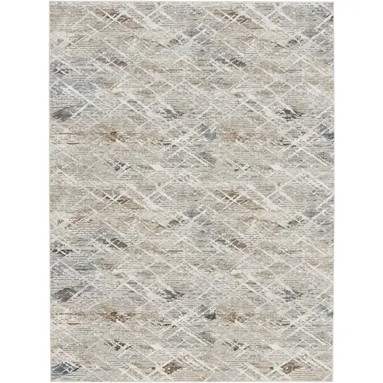 Ivory Brown and Gray Abstract Non Skid Area Rug Photo 2