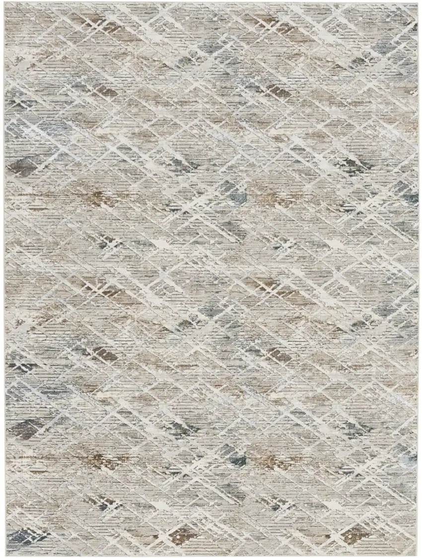 Ivory Brown and Gray Abstract Non Skid Area Rug Photo 2