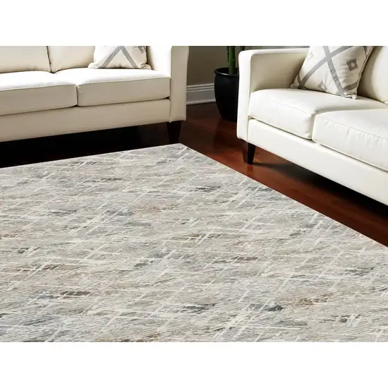 Ivory Brown and Gray Abstract Non Skid Area Rug Photo 1