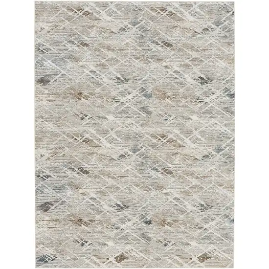 Ivory Brown and Gray Abstract Non Skid Area Rug Photo 1