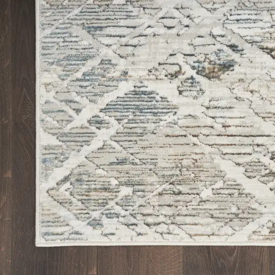 Ivory Brown and Gray Abstract Non Skid Area Rug Photo 8