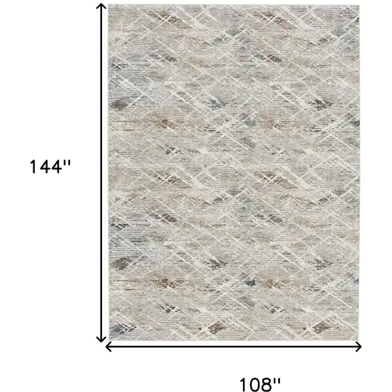 Ivory Brown and Gray Abstract Non Skid Area Rug Photo 3