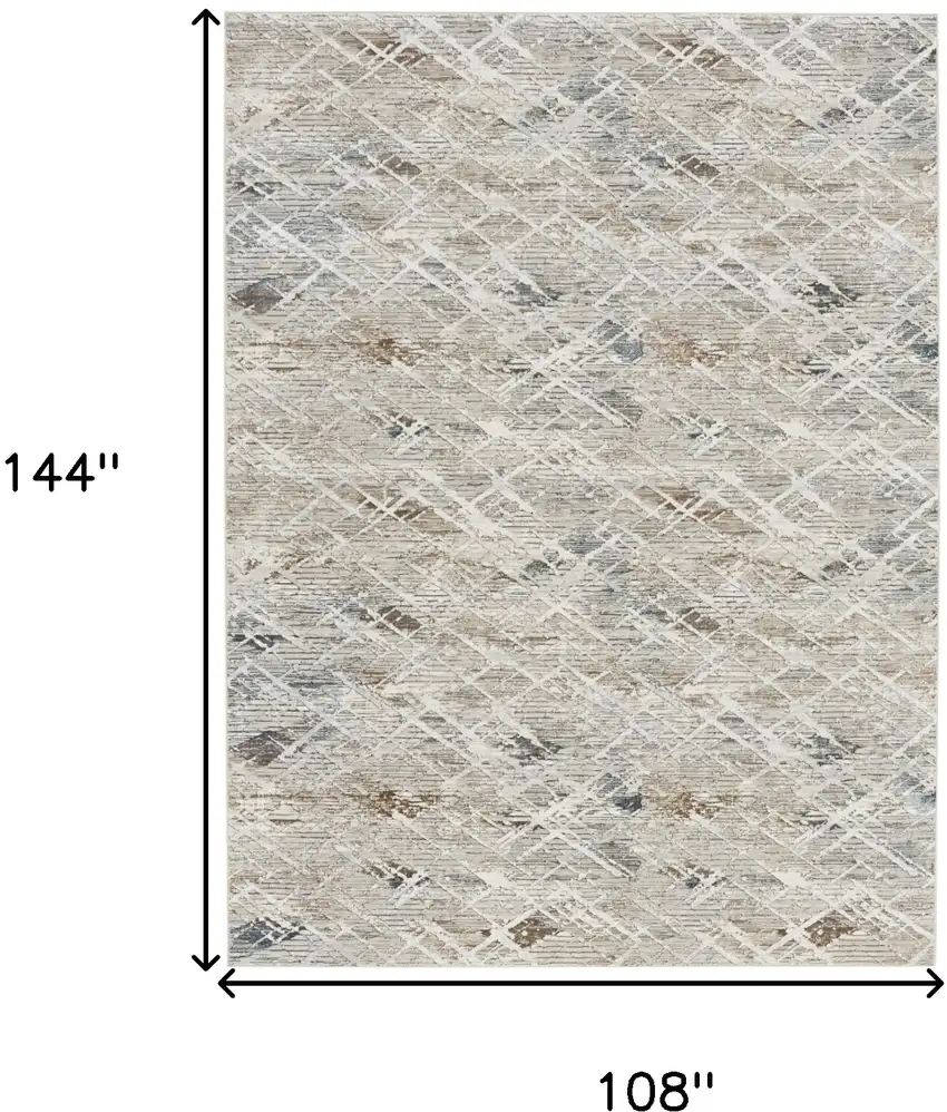 Ivory Brown and Gray Abstract Non Skid Area Rug Photo 3
