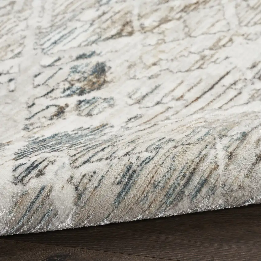 Ivory Brown and Gray Abstract Non Skid Area Rug Photo 6