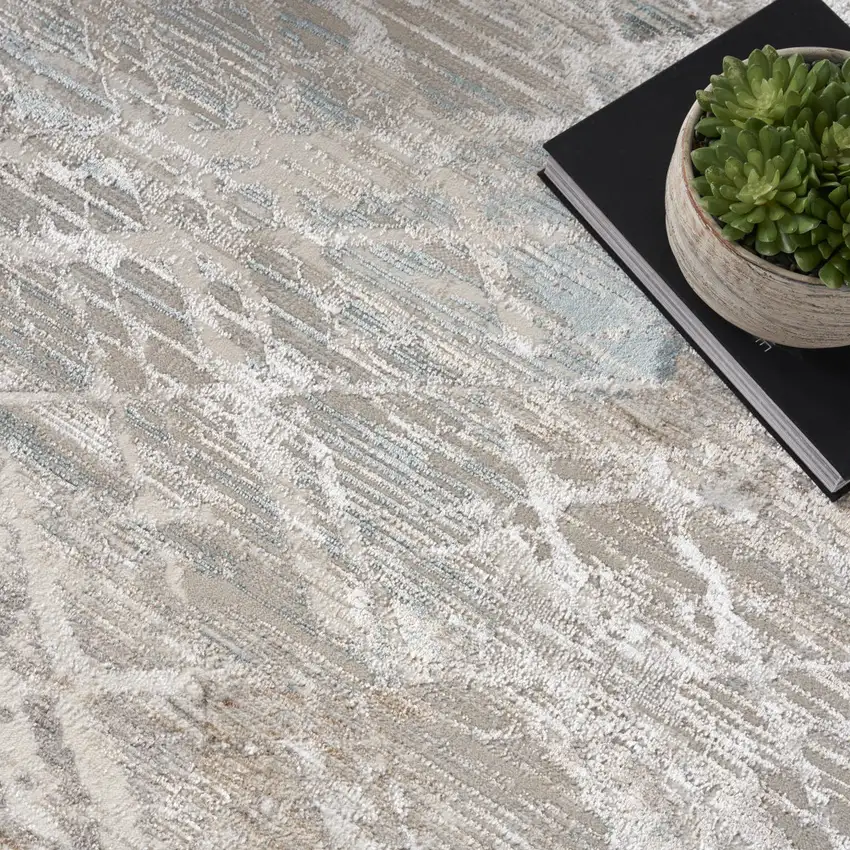 Ivory Brown and Gray Abstract Non Skid Area Rug Photo 8